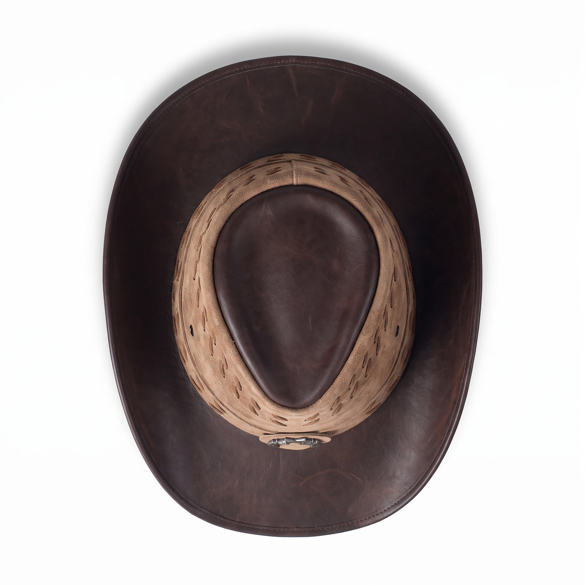 Chapeau de cowboy Nevada bicolore fauve et chocolat, vu de dessus