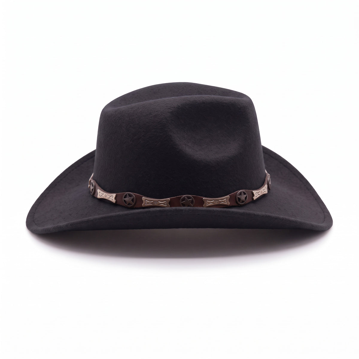 Chapeau de cowboy en feutre noir, vu de profil