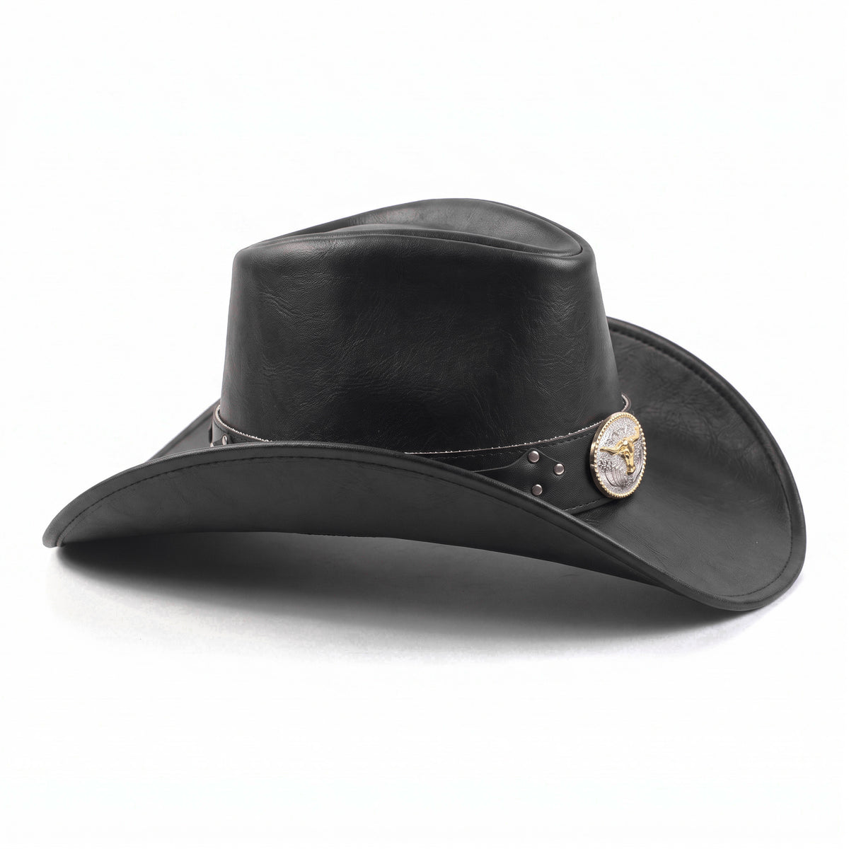 Chapeau de cowboy Mustang noir, vu de profil