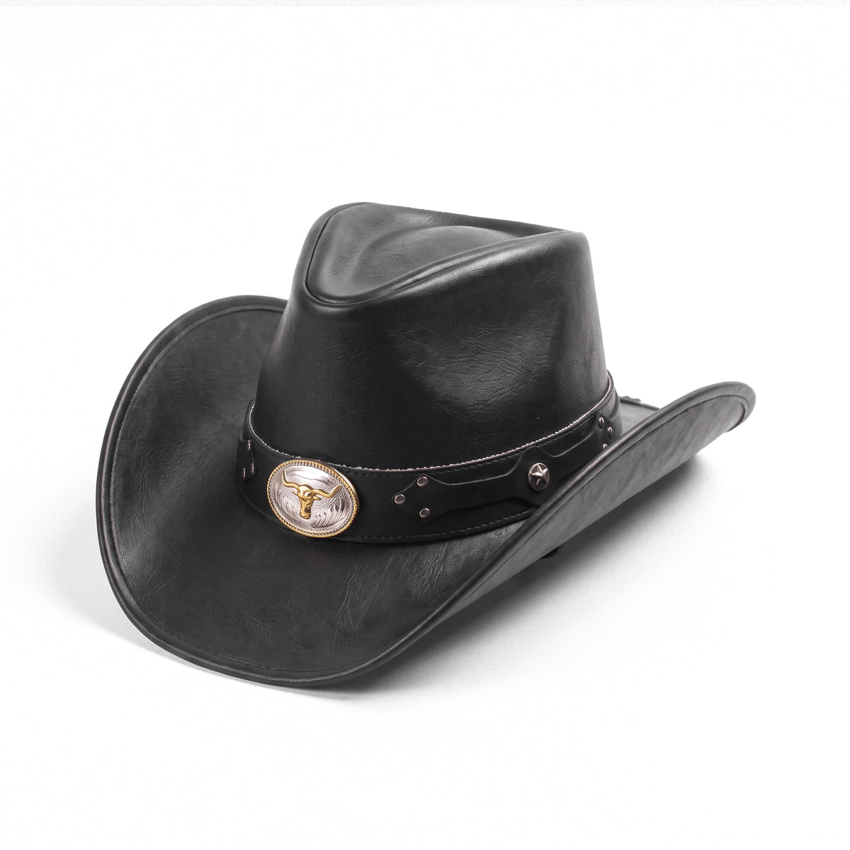 Chapeau de cowboy Mustang noir, vu de trois quarts