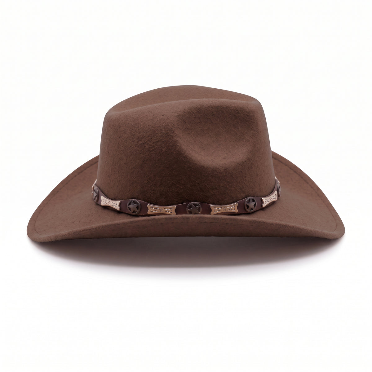 Chapeau de cowboy en feutre marron, vu de profil