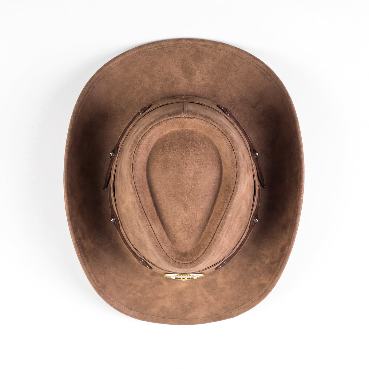 Chapeau de cowboy Rancher brun noisette à finition veloutée, vu de dessus