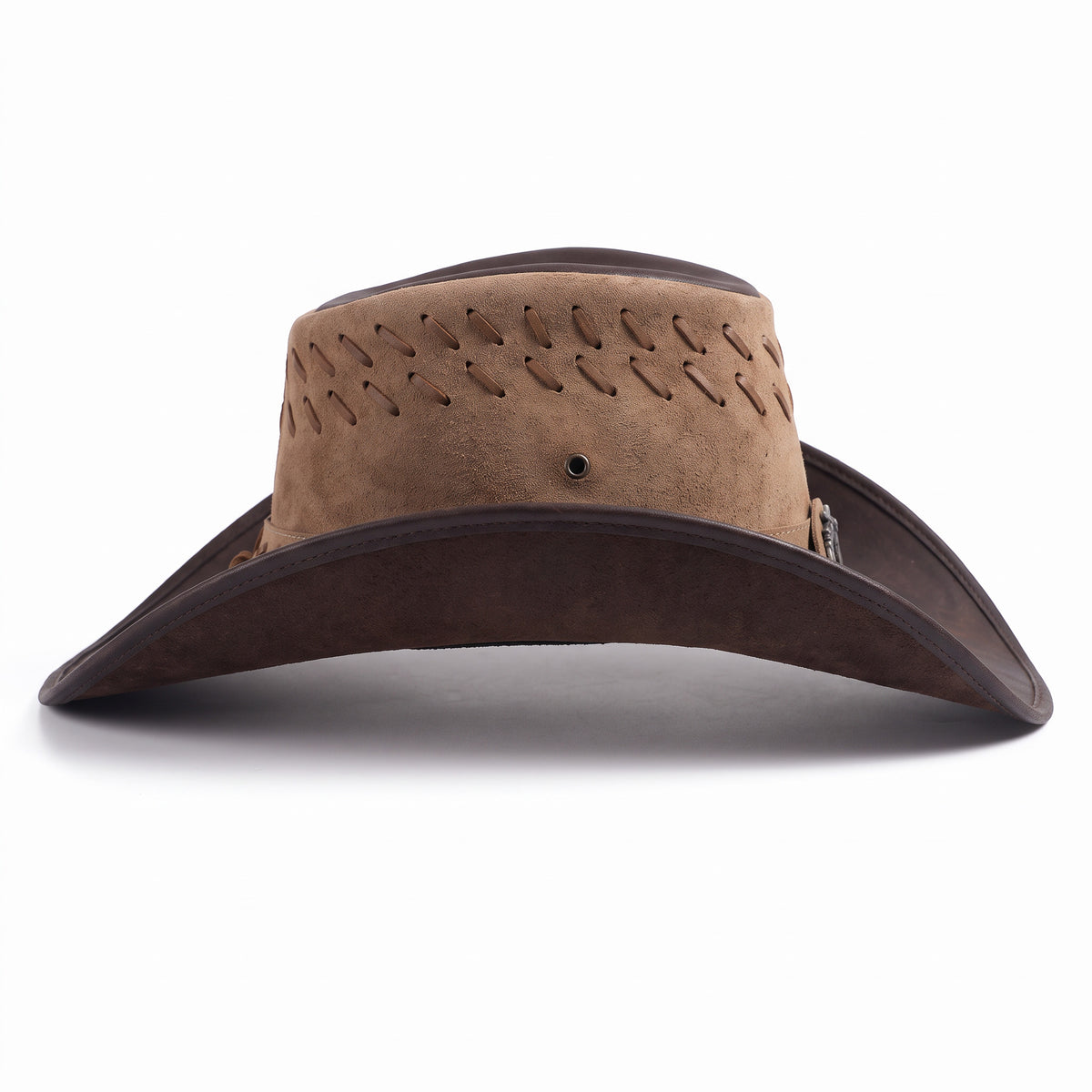 Chapeau de cowboy Nevada bicolore fauve et chocolat, vu de profil