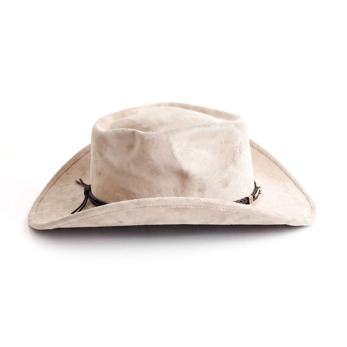 Chapeau de cowboy Tennessee crème à finition veloutée, vu de profil