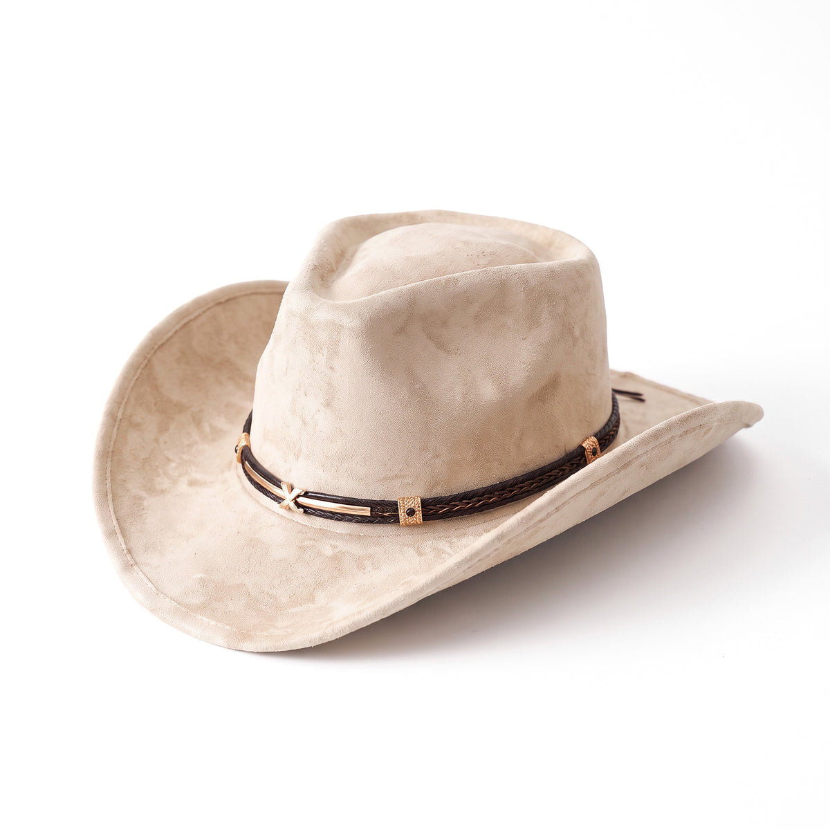 Chapeau de cowboy Tennessee crème à finition veloutée, vu de trois quarts